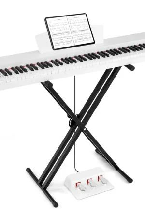 Viral Costway - 88-Key Keyboard Piano Set with Adjustable Stand & 2 Keyboard Mode 2 Speakers - White