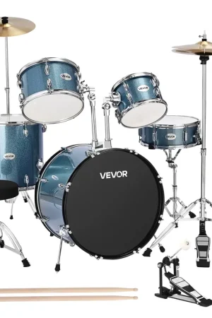 Top Pick VEVOR - Drum Set, 5-Piece 22 in Junior Drum Sets, Beginner Drums Set with Adjustable Throne, Cymbal, and Drumsticks - Gravel Blue