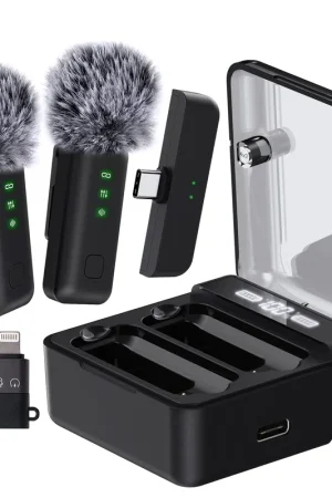 iVANKY - Wireless Lavalier Microphone, 2pcs Wireless Microphone for iPhone, Lapel Microphone Wireless with Charging Case Secure Checkout