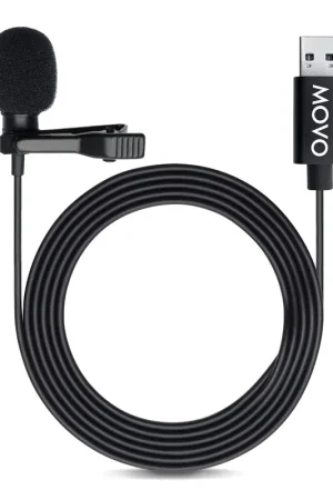 MOVO - M1 USB Lavalier Lapel Clip-on Omnidirectional Condenser Computer Microphone for PC and Mac Trusted Brand