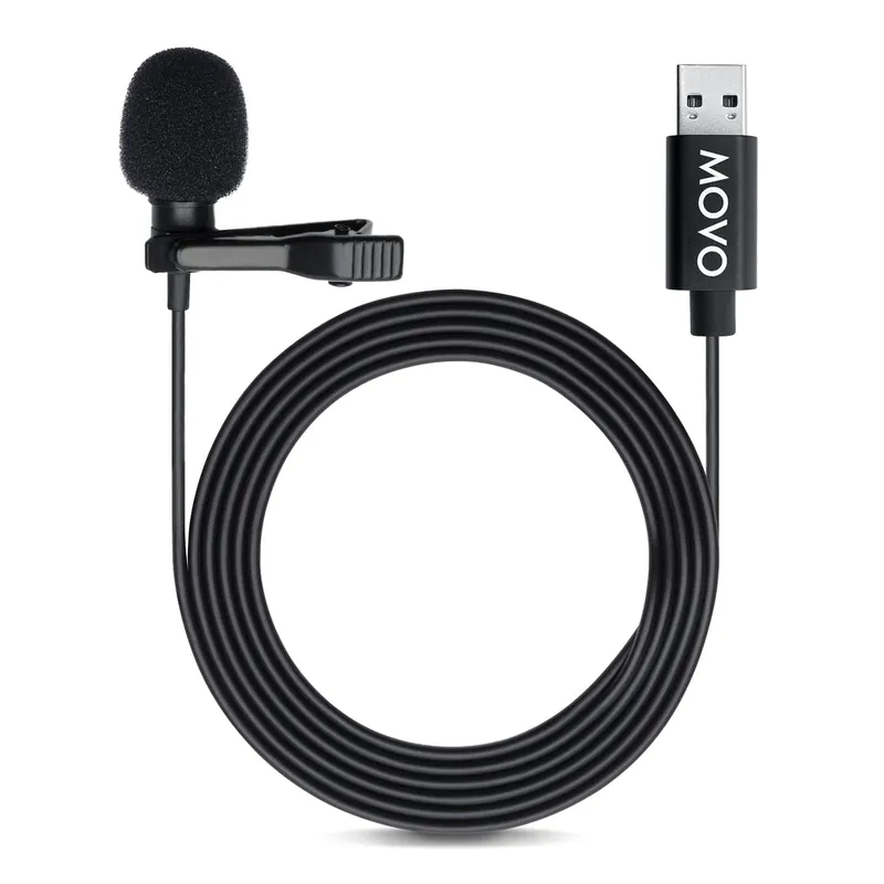 MOVO - M1 USB Lavalier Lapel Clip-on Omnidirectional Condenser Computer Microphone for PC and Mac Trusted Brand