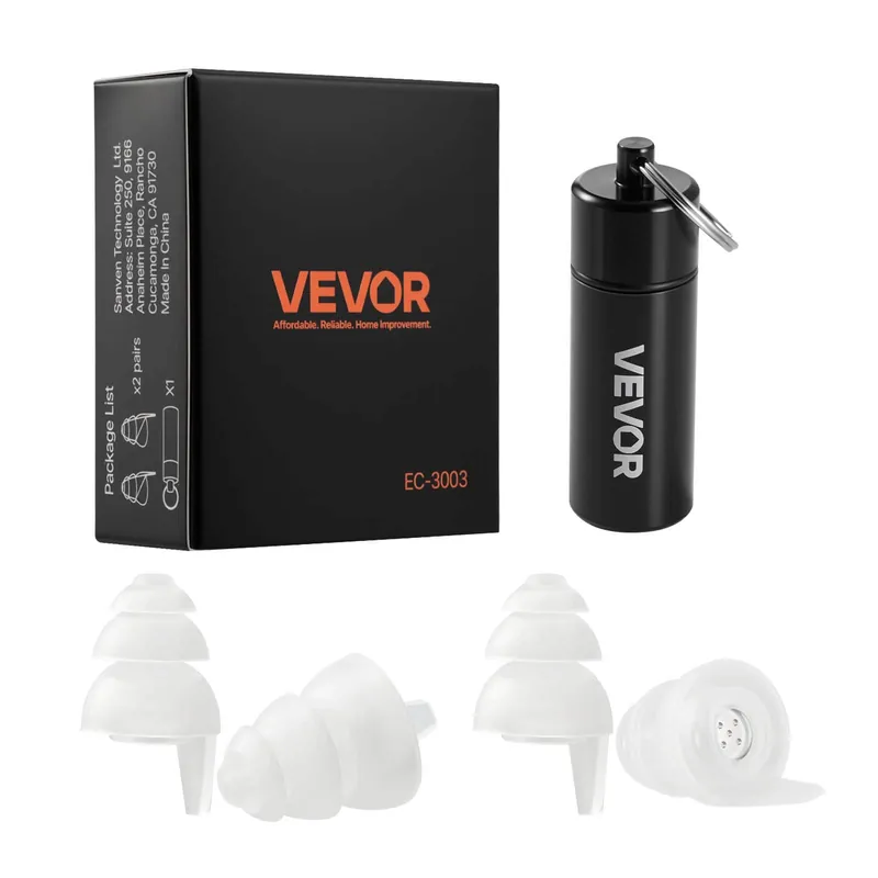 VEVOR - Concert Ear Plugs, 2 Pairs Reusable High Fidelity Musician Ear Plugs, SNR 27 dB High Noise Reduction Earplugs - Semi-Transparent Holiday Sale