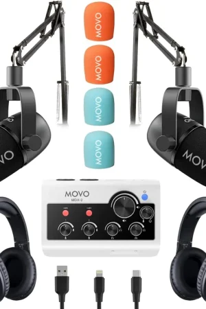 Money Back Guarantee MOVO - PodPro-AH Portable Podcasting Bundle for 2 for Smartphones and Computers
