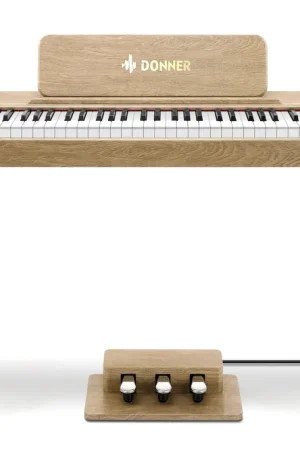 Donner music - Donner DDP-60 Wooden 88-Key Semi-Weighted Upright Digital Piano with 3-Pedal for Beginner Color - Natural Luxury
