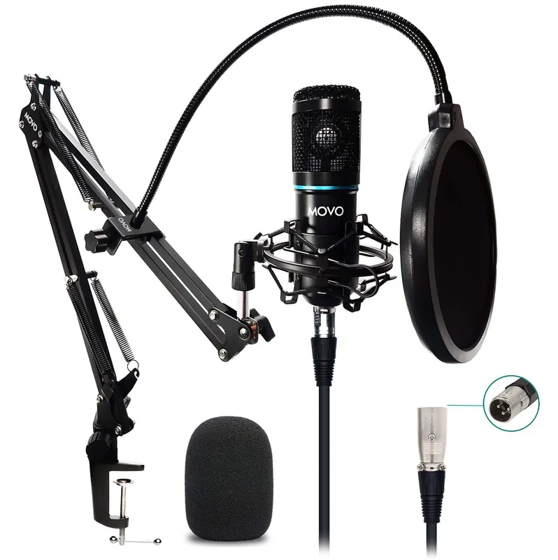 Limited Edition MOVO - PodPak Podcast Equipment Bundle with Microphone, Boom Arm, and Pop Filter