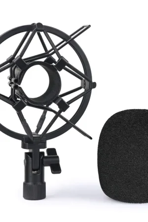 Fabibe - Q2u Microphone Shock Mount Holder With Foam Windscreen For Absorbe Vibration And Noise Pop Filter Suitable Samson Usb Flash Sale