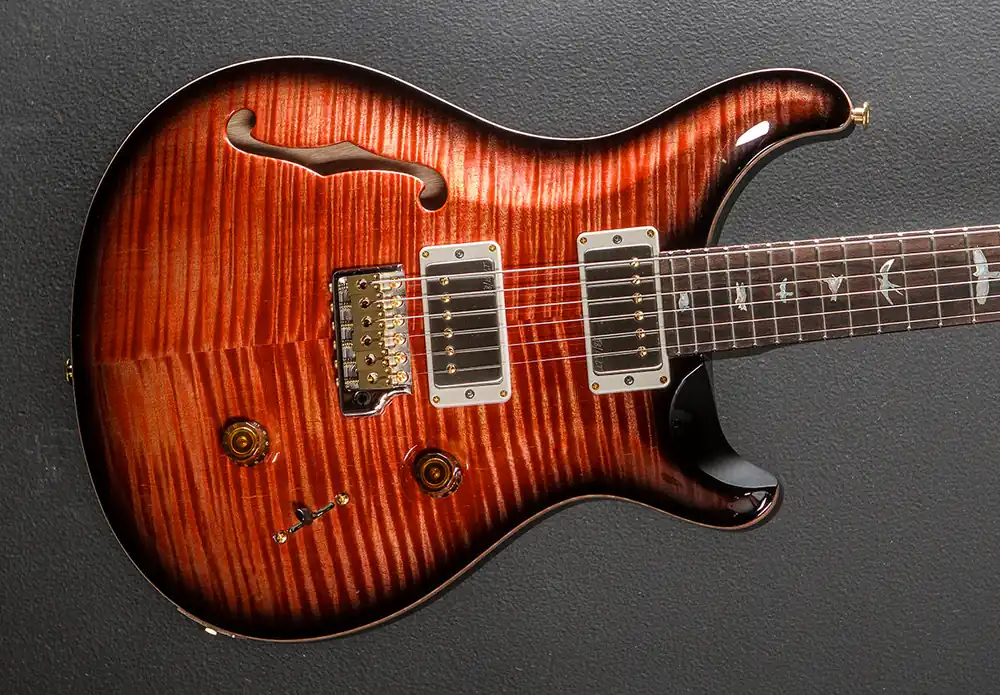 Luxury Custom 24 Semi-Hollow Wood Library Limited - Blood Orange Smokeburst w– Dave's Guitar Shop